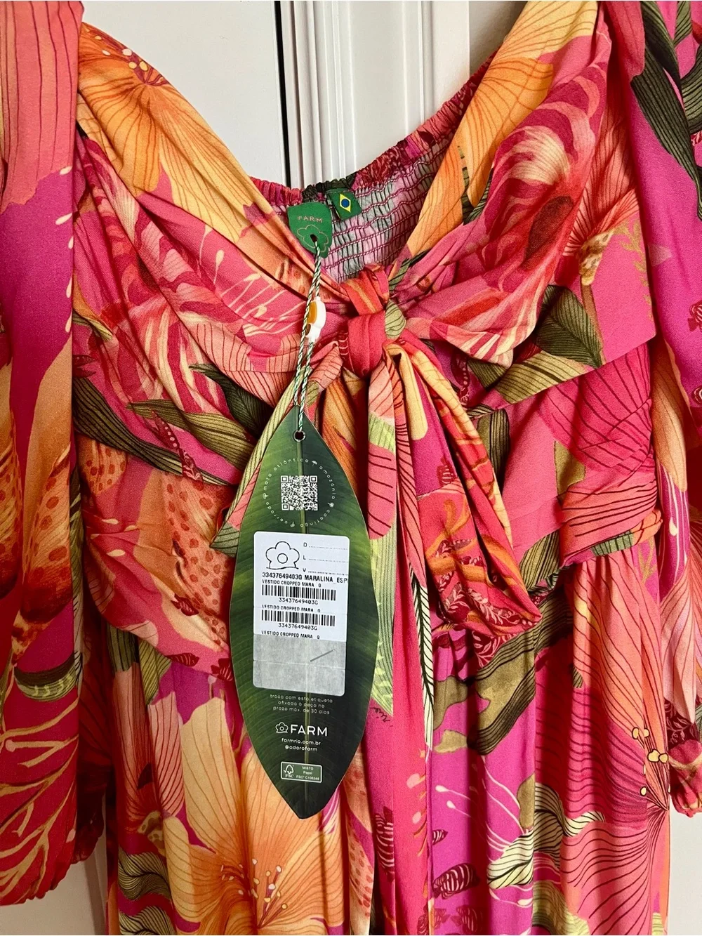 FARM Rio Brazil Hot Pink & Orange Floral Tie-Front Maxi Dress - Picture 2 of 8